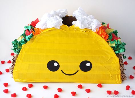 Taco 'bout awesome! Collect your Valentines in this adorable Taco Valentine Card Box! Taco Valentine Box Ideas Diy, Taco Valentines Boxes, Taco Valentine Box Ideas, Funny Valentines Boxes, Adult Valentine Box Ideas, Taco Pinata, Taco Valentine, Homemade Valentine Boxes, Girls Valentines Boxes