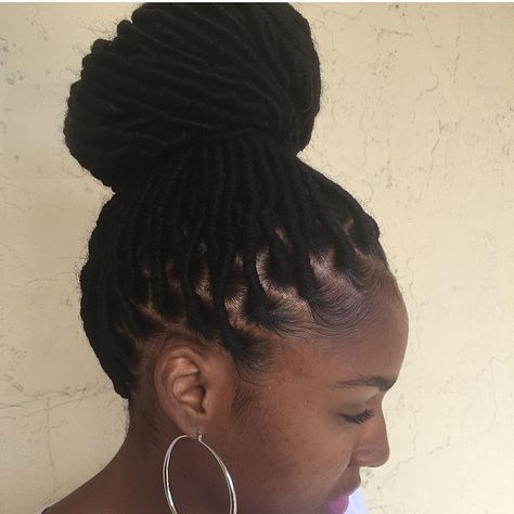 Faux Bun, Fancy Boutique, Faux Locs Styles, Hair Threading, Growing Healthy Hair, Beautiful Black Hair, Braided Ponytail Hairstyles, Hair 2024, Crochet Braids Hairstyles