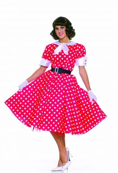 BE THE HOSTESS WITH THE "MOSTEST" AS THE SAYING GOES, IN THIS ADORABLE RED & WHITE POLKA DOT SHORT SLEEVE 1950'S RETRO STYLE DRESS.  The attached white color and cuffs with a belt and included petticoat make this a fancy dress for your 50's housewife assemble.  Standard Size only.  Please check the chart to ensure the best fit.   Features:  Dress Petticoat Belt Housewife Halloween Costume, Moda Z Lat 70., 90s Chola Fashion, Housewife Costume, Hippie Fashion 70s, 50's Housewife, Housewife Dress, Polka Dot Dresses, 1950s Housewife