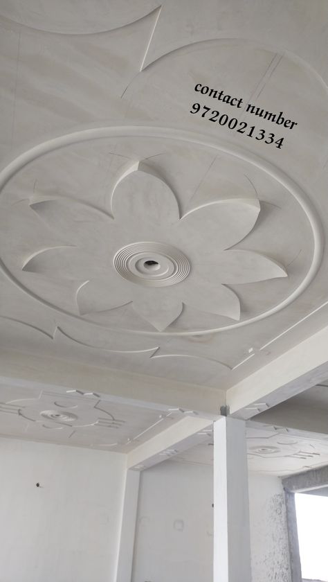 Pop Gallery Design, Lotus Flower Pop Ceiling Design, Mandir Pop Design, Mandir Pop Ceiling Design, Pop Plus Minus Design For Lobby, Room Pop Designs, Pop Design For Roof Simple, Modern Crown Molding, Plaster Design