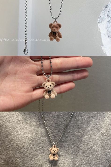 jewelry necklace animal couple Bear Gifts For Men, Couple Necklaces Aesthetic, Couple Accessories, Bear Accessories, Couples Accessories, Mode Shoes, Magnetic Necklace, Animal Pendant, Bracelet And Necklace