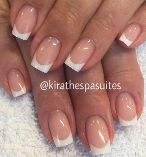 Pink and white gel nails using Masterworks by Amy Becker MasterGel! American Gel Nails, Ombre French Wedding Nails, Bride Nails Wedding Elegant French Ombre, Pink And White Gel Nails, Pink And White Wedding Nails French Tips, Pink And White Nails French, White French Tips With Pink Base, French Manicure Pink Base, French Tip Manicure