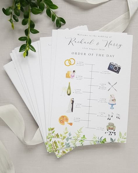 Wedding Beauty Timeline, Order Of The Day Wedding, Wedding Illustration Card, Wedding Timeline Template, Fabric Banners, Digital Invitations Wedding, Portugal Wedding, Wedding Order, Wedding Day Timeline