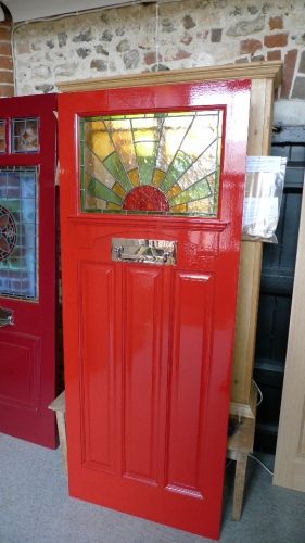 Stained Glass Front Door, Victorian Front Door, Victorian Front Doors, Front Door Ideas, Red Front Door, Window Stained, Black Front Doors, Stained Glass Door, Front Door Porch