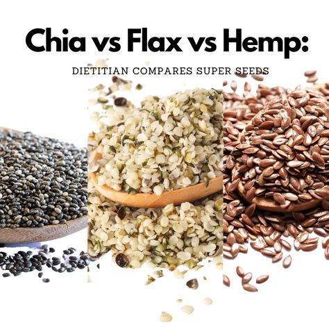 Health Benefits and Differences of Chia, Flax, & Hemp Seeds Hemp Seed Benefits, Seed Benefits, Super Seeds, Vegan Egg Substitute, Chia Benefits, Substitute For Egg, Vegan Eggs, Hemp Seed, Health Knowledge