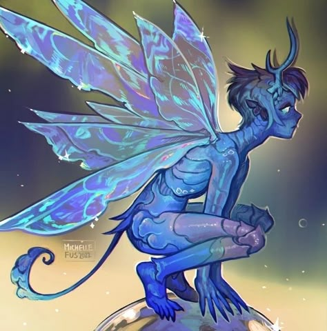 Moon Character Art, Character Species, Fae Wings, Species Ideas, Moon Fairy, Fantasy Creatures Art, Mythical Creatures Art, Creature Concept Art, Mystical Creatures