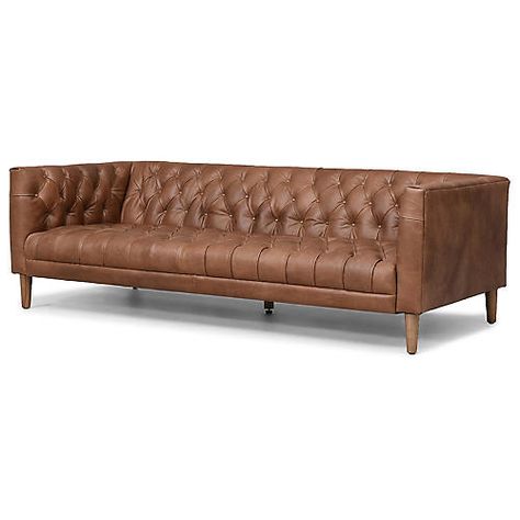 Sofas & Settees | One Kings Lane Channel Tufted Leather Sofa, Klaussner Brown Leather Sofa, Chocolate Sofa, Living Room Types, Chocolate Leather, Tufted Leather, Comfy Couch, Mid Century Sofa, Tufted Sofa