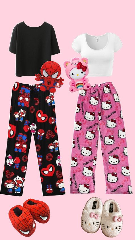 Matching Pjamamas Couples, Dr Pajamas, Spider Man Pjs, Bae Ideas, Hello Kitty Boy, Twinning Outfits, Desi Humour, Spiderman Outfit, Matching Fits