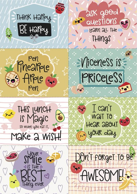 Cute Lunchbox Notes, Lunch Notes For Kids, School Lunch Notes, Kids Lunch Box Notes, Lunchbox Notes For Kids, Printable Lunch Box Notes, Lunchbox Jokes, Cute Lunch Boxes, Kids Notes