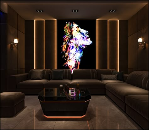 Karaoke Family Room | Behance Home Theater Living Room Design, Family Karaoke Room Design, Home Theater Bar Ideas, Modern Karaoke Room Design, Ktv Rooms Design Ideas, Home Club Room, Home Nightclub, Karaoke Room Home, Karaoke Design Interiors