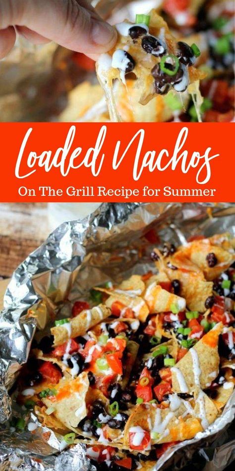 Check out this Loaded Nachos on the Grill Recipe! Loaded nachos are easy, delicious and quick to heat on the grill. A perfect summer appetizer. #nachos #loaded #easy #chips #nachorecipe #summer #grillrecipe Easy Grill, Chicken And Cheese, Easy Grilling Recipes, Loaded Nachos, Easy Grilling, Summer Grilling Recipes, Dinner Meal, Summer Appetizer, Barbecue Recipes