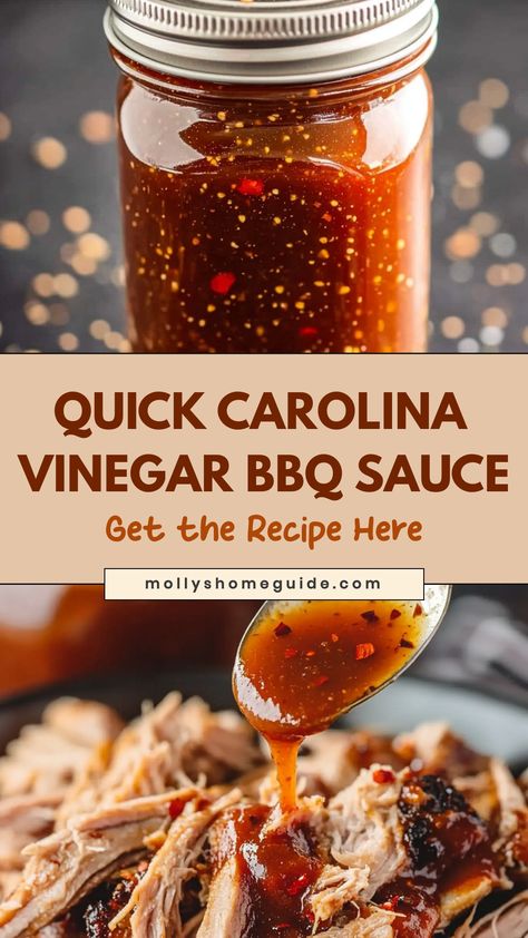 Experience the true taste of the South with our Carolina Vinegar BBQ Sauce. Made with a perfect blend of tangy vinegar, sweet molasses, and spicy red pepper, this sauce will elevate your grilling game to the next level. Use it on your favorite meats or vegetables for that authentic Carolina flavor that will leave your taste buds wanting more. Homemade Bbq Sauce Vinegar Based, Vinager Based Bbq Sauce Recipe, Vinegar Based Bbq Sauce Pulled Pork, Vinegar Bbq Sauce Recipe North Carolina, Carnivore Bbq Sauce, Home Made Barbecue Sauce Recipes, North Carolina Bbq Sauce Vinegar, Carolina Bbq Sauce Vinegar, South Carolina Recipes