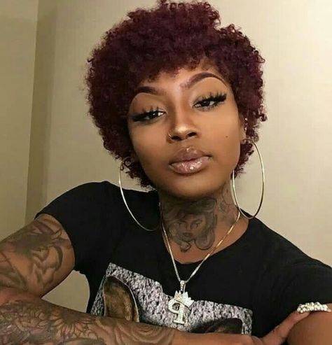 Wine Coloured Afro Hairstyle | Clipkulture | Clipkulture Cute Short Natural Hairstyles, Short Afro Wigs, Big Chop Hairstyles, Natural Hair Haircuts, Natural Hair Short Cuts, Nappy Hair, Short Hair Black, Latest Short Haircuts, Short Curls