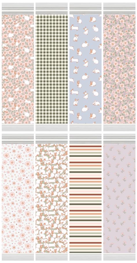 BUNNIES COLLECTION | 8 wallpaper prints | Lily-Valley Lily Valley, Wallpaper Prints, Sims 4 Hair Male, Sims 4 Tsr, Sims Packs, Sims 4 Anime, The Sims 4 Packs, Sims 4 Cc Folder, Sims 4 House Design