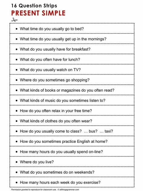 Present Simple Conversation Questions, Simple Present Conversation, Present Simple Speaking Activities, Simple Conversation In English, Simple Present Tense Questions, English Questions, English Conversation Practice, English Grammar Test, Freetime Activities