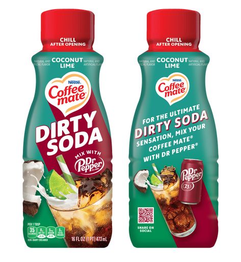 Dr Pepper Coconut Cream, Dr Pepper Dirty Soda Recipes, Diet Dr Pepper, Nestle Coffee, Coconut Creamer, Lime Cream, Coffee Mate, Dr Pepper, Hot Chocolate Bars