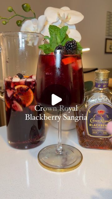 Blackberry Crown Royal Sangria, Crown Royal Blackberry Sangria, Blackberry Crown Royal Drink Recipes, Crown Blackberry Recipes, Crown Royal Blackberry, Blackberry Whiskey Drinks, Crown Blackberry Drinks, Blackberry Crown Royal, Blackberry Crown Drinks