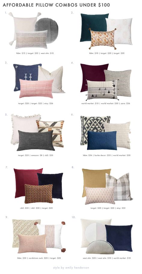 Top 10 Pins of 2020 + An Unexpected Trend Comes In 1st Place... - Emily Henderson Pillow Cover Combinations, Sofa Pillows Ideas Living Rooms, Bedroom Pillows Arrangement, Sofa With Pillows, Throw Pillow Combinations, Small Lounge, Pillow Combos, Throw Pillows Living Room, Pillow Arrangement