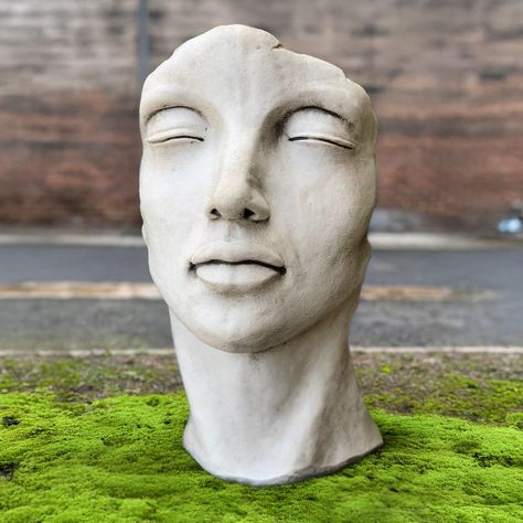 Add timeless elegance to any space with the concrete face, a handcrafted concrete sculpture that enhances both indoor and outdoor settings. Crafted from high-quality, weather-resistant cement, this durable statue is perfect for gardens, patios, or any outdoor space, ensuring long-lasting beauty and style. Its minimalist design and sophisticated details also make it an ideal addition to your indoor spaces, such as living rooms, hallways, or offices. Face details: height: 20 inch; width: 7 inch; depth: 11 inch; Weight: 33.5 lb. The head statue features a clean, modern aesthetic that blends seamlessly with various decor styles, whether inside or outside. Its neutral tone and simple yet striking form provide a perfect balance between elegance and simplicity, making it a versatile piece that co Dog Garden Statues, Cement Sculpture, Face Statue, Cement Statues, Iron Sculpture, Concrete Sculpture, Sculpture Abstract, Head Statue, Large Face