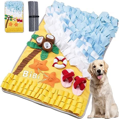 Beach snuffle mat toy for dogs #snufflemat #dogtoys #feedingtoys Sniff Mat, Dog Enrichment Toys, Snuffle Mat, Dog Puzzle Toys, Dog Enrichment, Dog Puzzles, Dalmatian Puppy, Interactive Dog Toys, Dog Activities