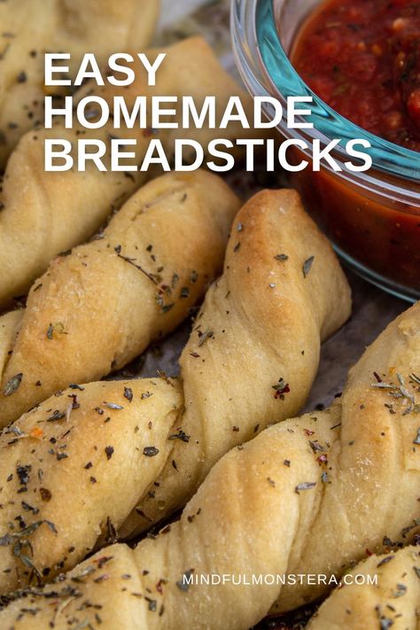 Homemade Breadsticks Easy Homemade Breadsticks, Easy Vegan Baking, Easy Baking Recipe, Breadsticks Easy, Garlic Twist, Homemade Breadsticks, Breadsticks Recipe, Bread Sticks Recipe, Vegan Baking Recipes