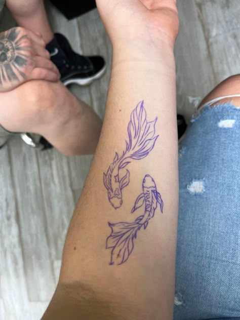 Koi Fish Maple Leaves Tattoo, Taylor Swift Koi Fish Tattoo, Gosh Tattoos, Single Koi Fish Tattoo, Simple Forearm Tattoos For Women, Zach Bryan Inspired Tattoos, Despite It All Tattoo, 2 Koi Fish Tattoo, Fish Tattoo Women