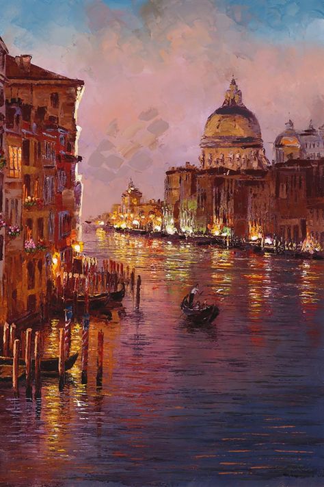 Popular Paintings Artists, Venice Impressionist Painting, Iconic Paintings Art, Venice Art Painting, Venice Italy Painting Acrylic, Most Popular Art Paintings, Paintings Of Venice, Unique Oil Paintings, Majestic Paintings