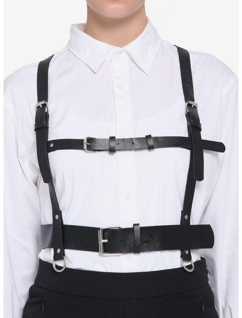 Black Double Buckle Harness Alt Mens Fashion, Harness Male, Body Harness Outfits, Harness Outfit, Harness Fashion, Harness Belt, Make Your Outfit, Body Harness, Leather Harness