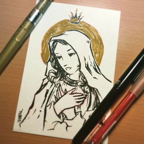 Saint Mary Drawing, Mother Mary Sketch, Mother’s Day Drawing, Mother Mary Drawing, Maria Drawing, Catholic Drawings, Virgin Mary Drawing, Rosary Drawing, Mary Drawing