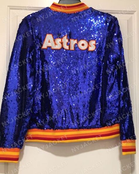 Astros Outfit Woman, Astros Outfit, Astros Jacket, Glitter Jacket, Sequin Coats, Kate Upton, Sequin Jacket, Sequin Fabric, Jacket Brands