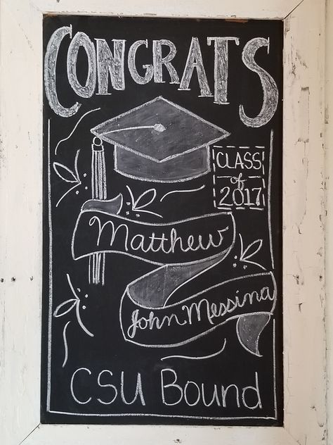 Graduation chalkboard Graduation Poster Ideas Signs 2023, Graduate Chalkboard Sign, Grad Chalkboard Ideas, Graduation Party Sign Ideas, Graduation Signs Ideas, Grad Chalkboard Signs, Congratulations Chalkboard Sign, Poster Graduation Ideas, Chalkboard Graduation Ideas