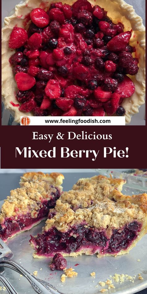 Berry Pie With Streusel Topping, Four Berry Pie, Triple Berry Pie From Frozen Berries, Triple Berry Crumble Pie, Marion Berry Pie, Canned Berry Pie Filling Dessert Recipes, Pie Recipes Berry, Healthy Berry Pie, Mixed Berry Cobbler With Frozen Berries And Pie Crust