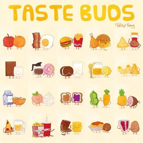 Designer and illustrator Philip Tseng recently completed his adorable food pairs series, Taste Buds. Adorable Food, Food Tattoos, Foods And Drinks, Images Kawaii, Food Puns, Fun Quizzes, Food Pairings, Kawaii Food, Whimsical Illustration