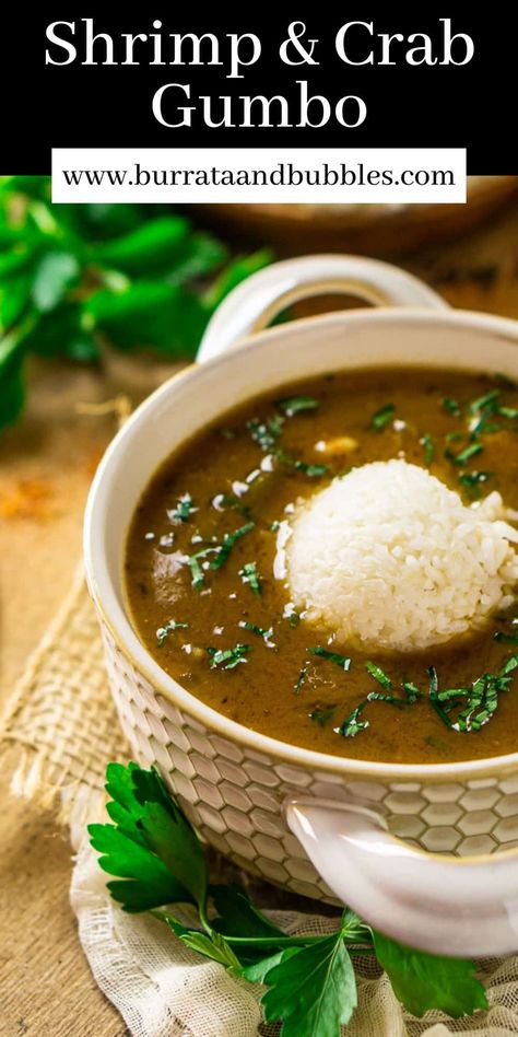 When only the coziest meal will do, a big bowl of shrimp and crab gumbo always hits the spot. A rich, complex stew filled with plump shrimp and tender crab meat comes with just the right spice kick to make this crowd-pleasing meal. After just one taste, this gumbo is sure to become your new favorite comfort food. Authentic Gumbo Recipe, Gumbo Seafood, Authentic Gumbo, Crab Gumbo, Louisiana Cooking, Gumbo Soup, Seafood Gumbo, Scrumptious Food, Favorite Dinner