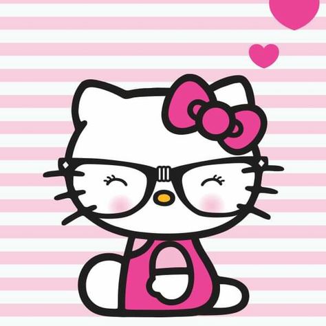 ©Sanrio.  Source: hellokittymexico(fb). Hello Kitty With Glasses, Kitty With Glasses, Hello Kitty Clipart, Hello Kitty School, Kitty Tattoos, Pink Wallpaper Ipad, Hello Kitty Imagenes, Pink Wallpaper Hello Kitty, Walpaper Hello Kitty