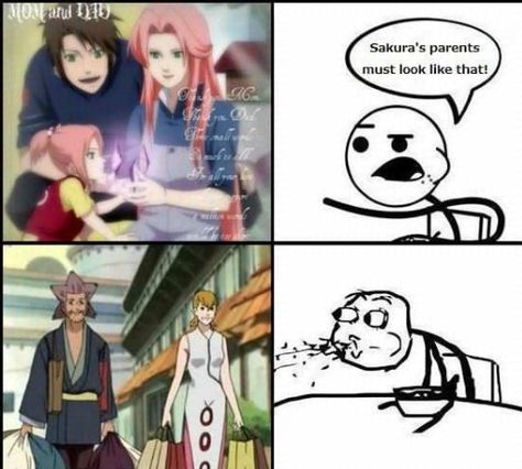 Sakura's parents... too funny. (Naruto) Anime Logic, Kakashi Itachi, Bahasa Jepun, Naruto Sasuke Sakura, A Haircut, Naruto Pictures, Anime Jokes, Naruto Funny, Team 7