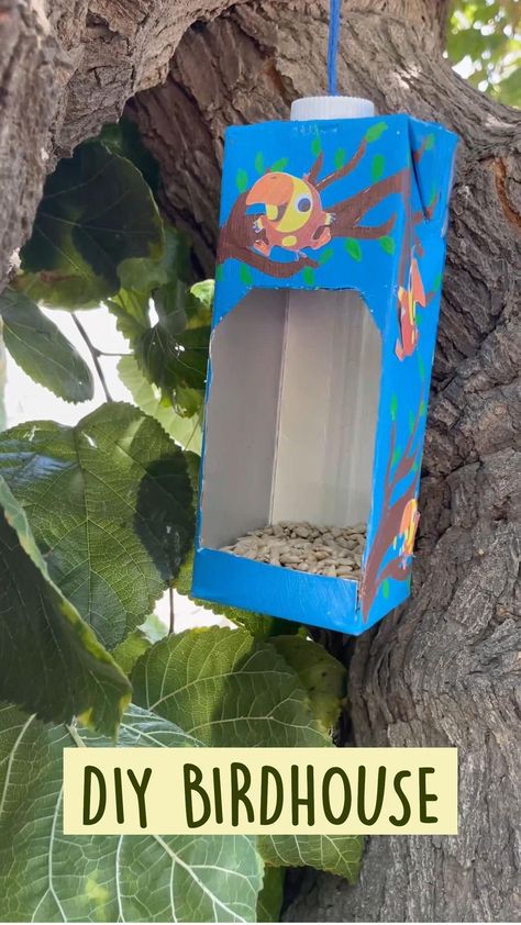 DIY Birdhouse Craft for Kids | Preschool crafts, Recycled art projects, Kindergarten crafts Bird Feeders For Kids To Make, Diy Birdhouse, Bird Feeder Craft, Birdhouse Craft, Recycled Crafts Kids, Recycled Art Projects, Hand Crafts For Kids, Preschool Art Activities, Bird Houses Diy