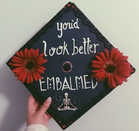 #mortician #graduationcap #mortuarystudent #embalming #funeraldirector Mortuary Grad Cap, Mortician Graduation Cap, Mortuary Science Grad Cap, Mortician Quotes, Mortuary School Aesthetic, Mortician Career Aesthetic, Mortician Career, Mortician Aesthetic, Mortuary School