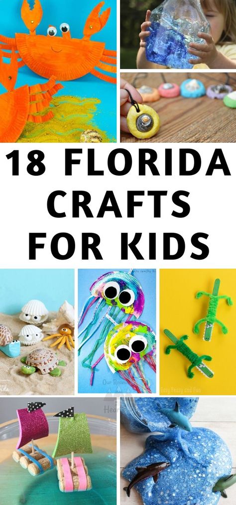 New on our Florida Unit Study we added Florida crafts to get some hands-on fun. From Slime to Clothespin crafts, we have you covered! #ourroaminghearts #florida #crafts #unitstudy #roadschooling #homeschooling | Florida | Crafts about Florida | Roadschooling | Homeschooling | Unit Study | Florida Unit Study | Crafts for Kids Florida Crafts For Kids, Florida Crafts, Louisiana Purchase Activities For Kids, Florida Project Kids, Florida Best Standards Kindergarten, Florida Homeschool, State Projects For Kids 5th Grades, Florida Activities, Study Craft