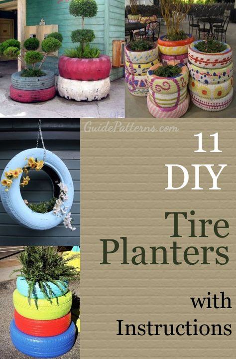 11 DIY Tire Planters Ideas with detailed tutorials.                                                                                                                                                     More Tire Planters Ideas, Painting Tires, Tire Repurpose, Tires Repurposed, Diy Tires, Tire Ideas, Tire Projects, Diy Tire, Painted Tires