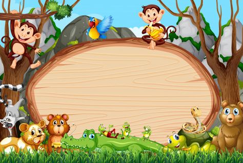 Border template design with cute animals... | Free Vector #Freepik #freevector #frame Animals Border Design, Animal Pictures For Kids, Wallpaper Powerpoint, Zestaw Ikon, Colorful Borders Design, Border Templates, Animal Templates, School Wall Art, Page Borders Design