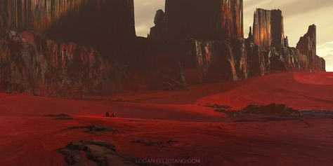 Keyframe Illustration, Dune Series, Alien Landscape, Red Desert, Dune Art, Desert Art, Alien Worlds, Fantasy Art Landscapes, Arte Fantasy