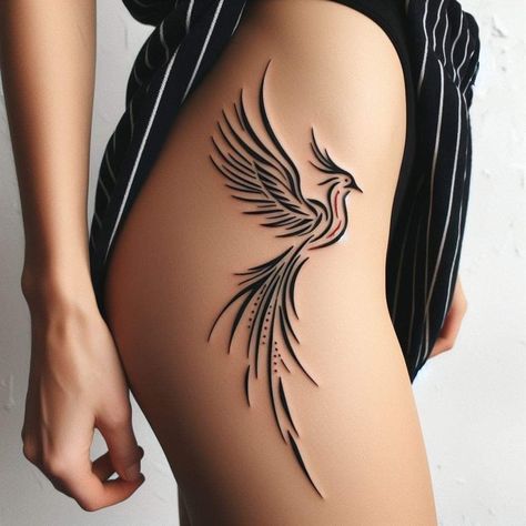 You know what's worse than having a messed up tattoo design on your skin forever? Getting called out about that epic fail online. Phenix Birds Tattoo For Women, Phoenix Thigh Tattoo, Phenix Birds Tattoo, Fine Line Phoenix Tattoo, Feniks Tattoo, Tato Phoenix, Fenix Tattoo, Phoenix Tattoo Feminine, Small Phoenix Tattoos