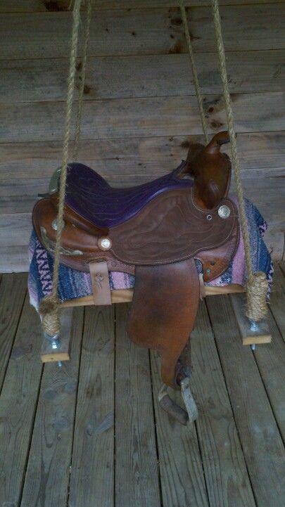 Make a saddle swing out of an ole saddle. Need this one for the grand baby ~I have an old one laying around! Horse Room, Horse Crafts, Grand Kids, Saddle Blanket, Western Homes, Horse Decor, Bad Idea, Horse Barn, Horse Saddles