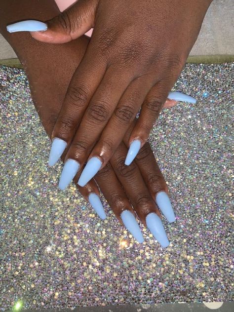 Light Blue Nails On Dark Skin, Spring Blue Nails, Nails On Dark Skin, Nail Art Designs Short Nails, Nail Art Designs Short, Pastel Blue Nails, Light Blue Nail Polish, Neutral Nails Acrylic, Short Nails Ideas