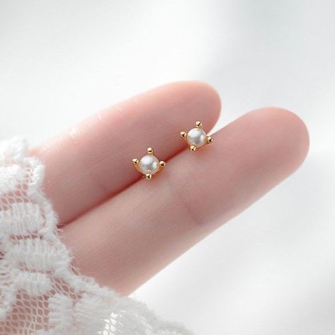 Simple Pearl Earrings Studs, Small Earrings Gold, Gold Earrings Models, Fancy Jewelry Necklace, Earrings Everyday, Gold Rings Fashion, Tiny Earrings, Fancy Jewellery, Gold Earrings Designs