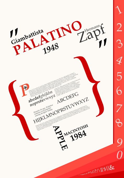 #typography #design #designer #palatino #font #poster Palatino Font, Typography History, Style Guide Template, Typographic Layout, Font Poster, Typo Poster, Type Specimen, Infographic Poster, Poster Fonts