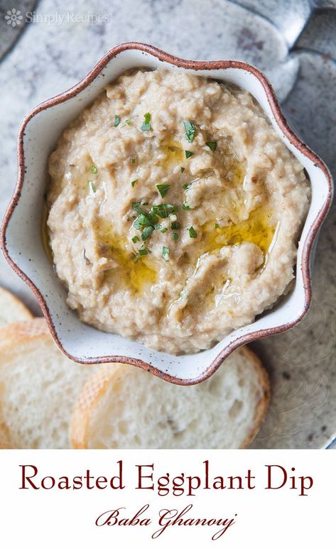 Eggplant Dip Recipes, Roasted Eggplant Dip, Healthy Appetizer, Eggplant Dip, Roasted Eggplant, Baba Ganoush, Baked Eggplant, Roast Eggplant, Simply Recipes