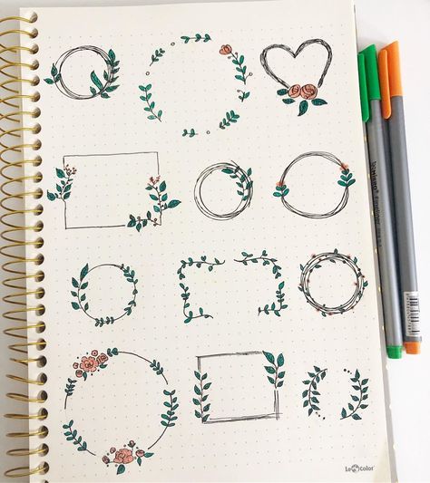 Some great wreaths and border ideas by @daily_bullet_journall 😍 . . . . . What are you creating today? 🎨🖌 Tag us to share #thestationerybooth ➡Shop our office supplies, stationery, notebooks, planners and more using link in bio @thestationerybooth or at www.thestationerybooth.com   Free shipping worldwide ✈🌍 Borders Bullet Journal, Bullet Journal Frames, Bullet Journal Banner, Page Borders Design, Doodle Inspiration, Bullet Journal Aesthetic, Bullet Journal Diy, Kraf Diy, Bullet Journal Design Ideas