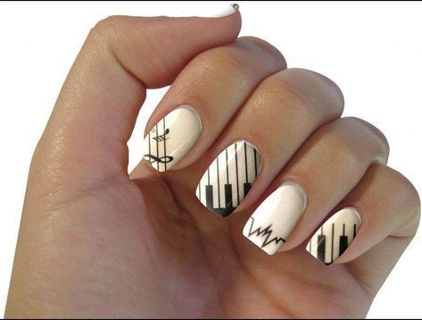 Piano Nails, Music Note Nails, Music Nail Art, Music Nails, Fail Nails, Music Makeup, Nail Art Disney, Baby Nails, Nail Art Designs Videos